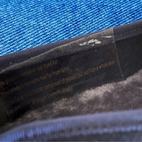 TORY BURCH NAVY BLUE NEW BOX SHOES LAMB FUR LOGO BILLY SLIPPERS 5 - Picture 8 of 9